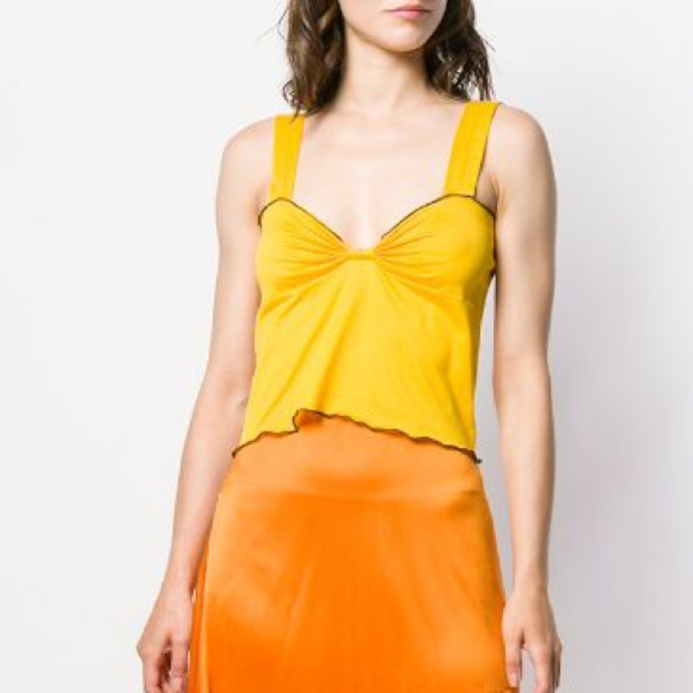 MARYAM NASSIR ZADEH Lea Yellow Crop Tank Top